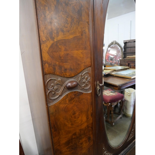 72 - An Edward VII figured walnut wardrobe