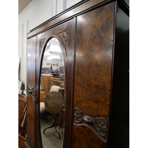 72 - An Edward VII figured walnut wardrobe