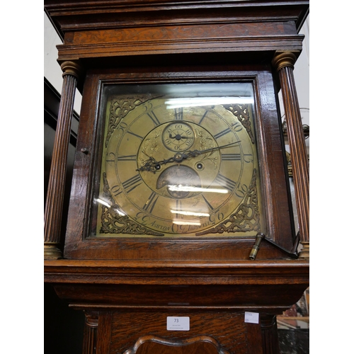 73 - A George III oak 8-day longcase clock, the brass dial, signed Ashton, Tidswell