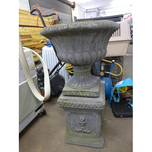 2247 - A large 3 part concrete planter - approximately 3ft tall x 1ft 7