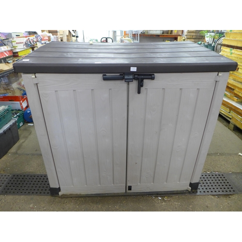 2253 - A Keter plastic double door/lift top lockable garden storage container/wheelie bin storage box - H12... 