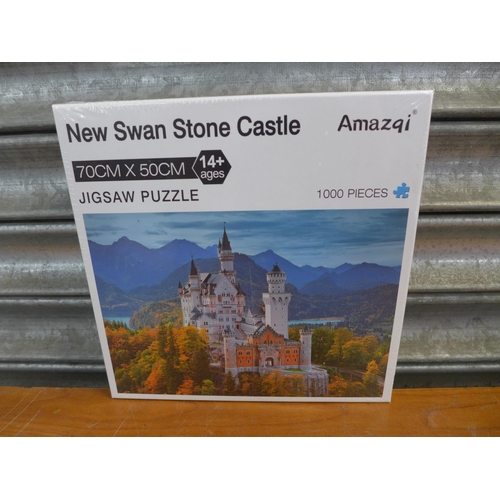 2259 - 5 x 1000 piece jigsaw puzzles; 2 Bavarian Castle, 2 Musee du Louvre and 1 Taj Mahal - sealed