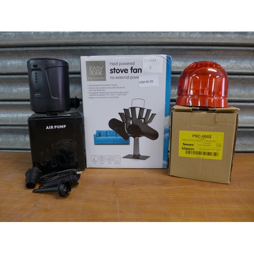 2260 - A Rechargeable air pump for airbeds etc. a Sonos Klaxon red LED fire alarm beacon light and an EasyH... 