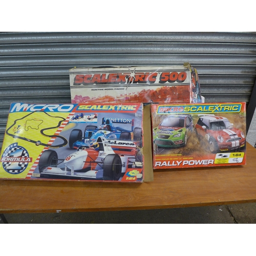 2265 - Slot racing games including Scalextric 500, Micro Scalextric Rally Power and Micro Super Formula 1