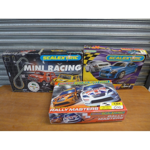 2267 - Three Scalextric sets including Speed Machines, Mini Racing and Micro Scalextric Rally Masters