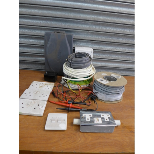 2298 - A box of assorted wire and electrical components