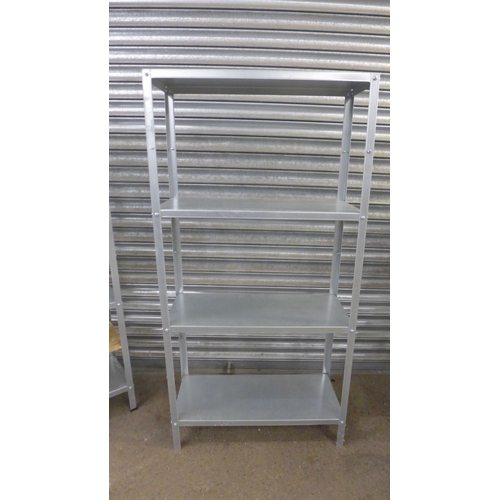 2243 - Four 3 shelf metal workshop racking bays with 3 additional chipboard shelves - 140 x 70 x 29cm