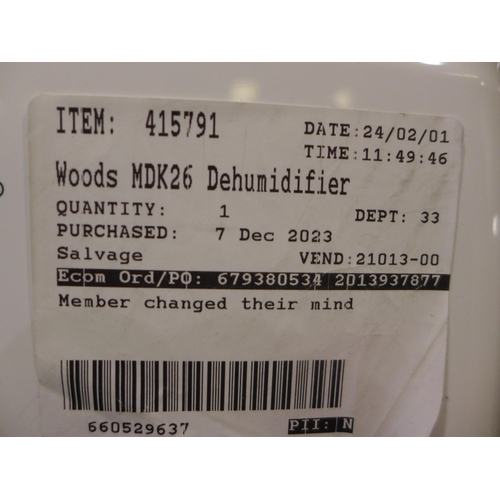 3020 - Woods MDK26 White Dehumidifier, No Remote. original RRP £249.99 + original RRP £249.99 + VAT*Item is... 