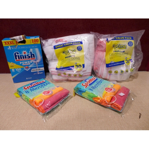 3089 - 2 x Optima Proclean Cloths, Spontex Microfibre Cloths and Finish All-in-1 Tabs *Item is subject to V... 