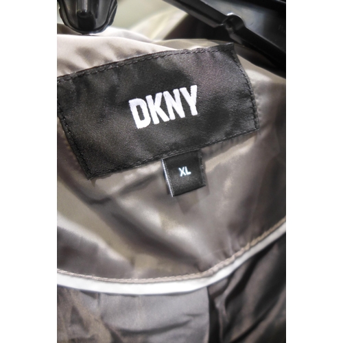 3247 - Ladies Grey DKNY - XL black hooded coat. *This lot is subject to VAT