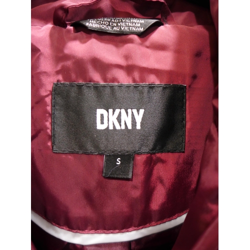 3248 - Ladies Burgundy DKNY - Small black hooded coat. *This lot is subject to VAT