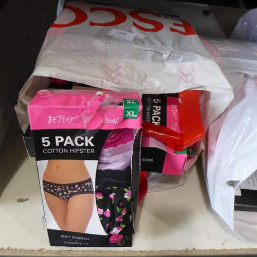 3268 - Quantity of ladies Betsey Johnson briefs (mainly size XL). *This lot is subject to VAT