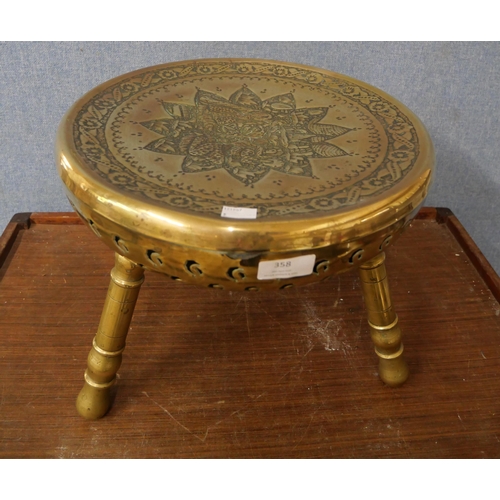 358 - A small brass Iranian stool