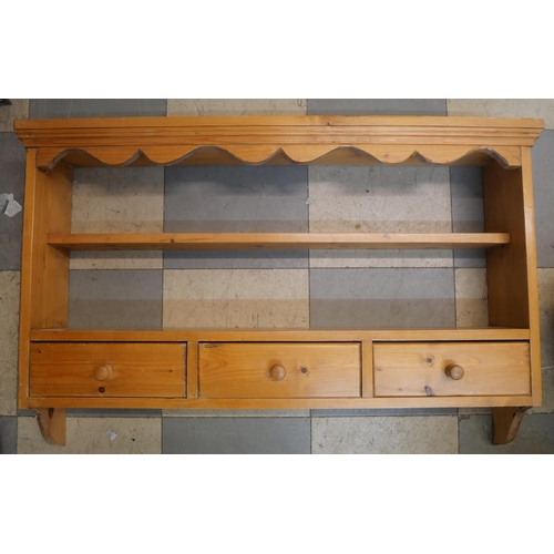 360 - A pine wall hanging kitchen shelf