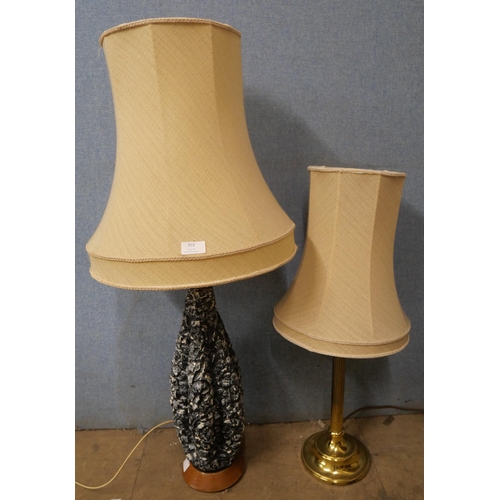 363 - A gilt metal table lamp and one other