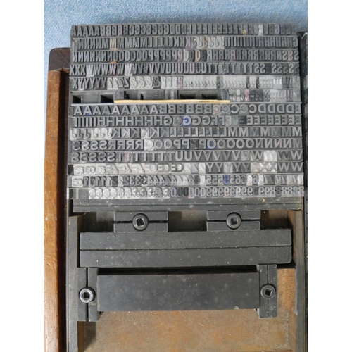 383 - Three trays of metal letter press print type (numbers and letters)