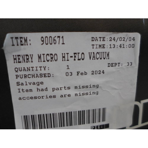 3301 - Henry Micro Hi-Flo Vacuum Cleaner, original RRP  £139.99 + VAT *Item is subject to VAT(319-420)