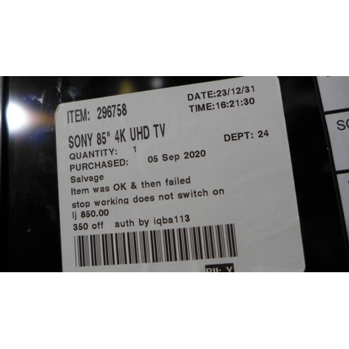 3396 - Qty Of Mixed Brand Broken Tvs in Sony 85