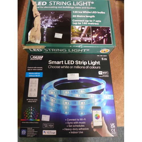 3451 - LED White String Light (20m) and Feit Smart LED Strip Light  *Item is subject to VAT(319-164,166)