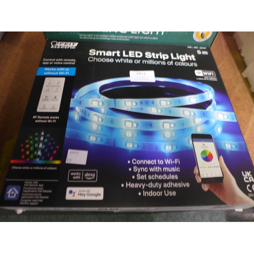 3451 - LED White String Light (20m) and Feit Smart LED Strip Light  *Item is subject to VAT(319-164,166)