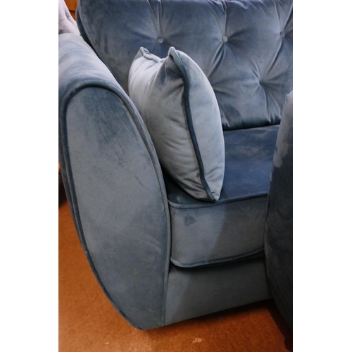 1326 - A turquoise Hoxton three seater sofa, two seater sofa and footstool RRP £1797