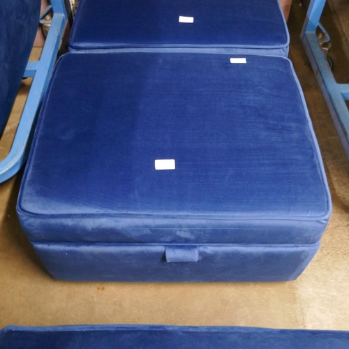 A blue velvet Hoxton footstool RRP £219