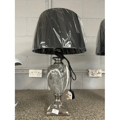 1486 - A black marble effect urn table lamp with black shade, H 62cms (LT057M28)   #