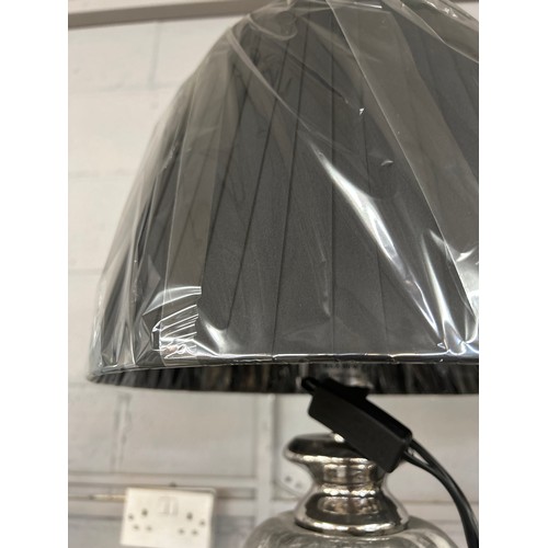 1486 - A black marble effect urn table lamp with black shade, H 62cms (LT057M28)   #