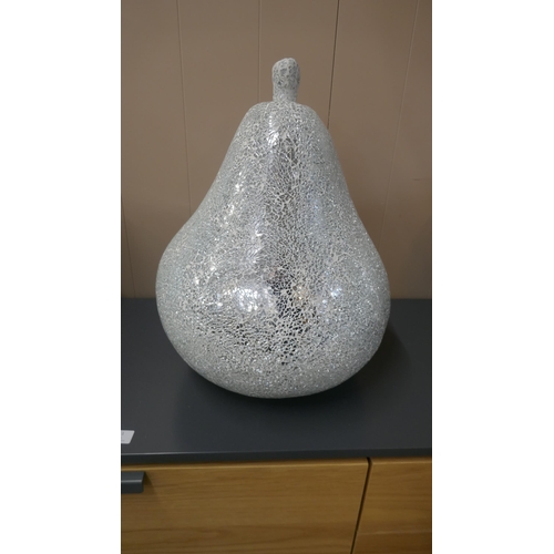 A large glass decorative pear, 45cm x 40cm