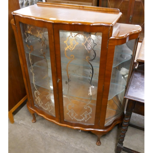 96 - A walnut display cabinet