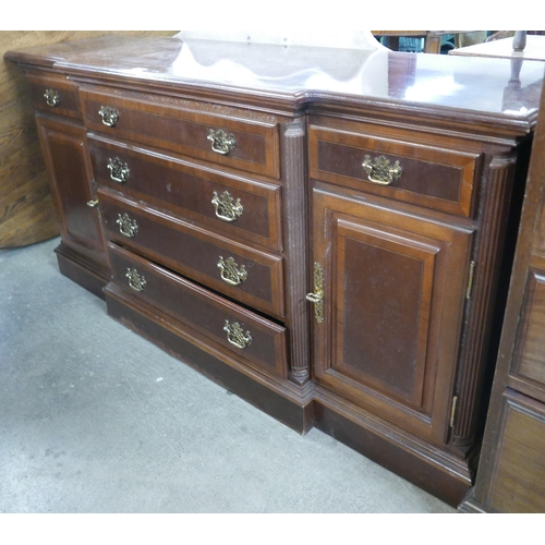 154 - A George III style mahogany breakfront sideboard