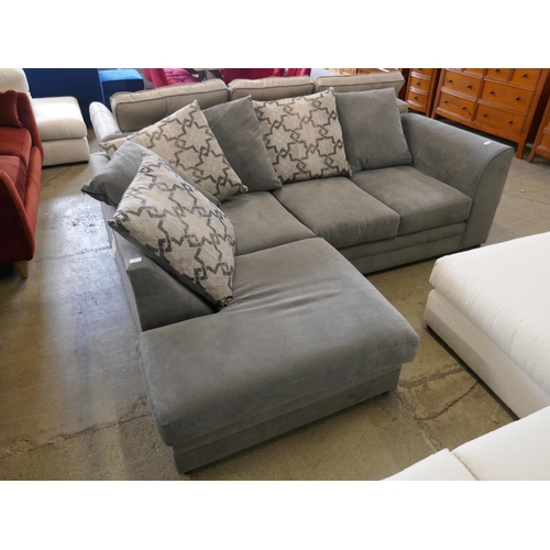 1634 - A grey upholstered corner sofa