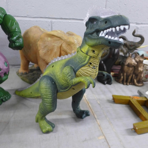 1146 - A collection of figures, a toy dinosaur and other ornaments **PLEASE NOTE THIS LOT IS NOT ELIGIBLE F... 