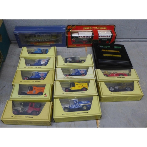 1155 - A collection of model vehicles, twelve Matchbox Models of Yesteryear including Y-27 1922 Foden C typ... 