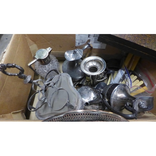 1163 - A collection of plated ware, large gallery tray, a/f, cutlery, etc. **PLEASE NOTE THIS LOT IS NOT EL... 