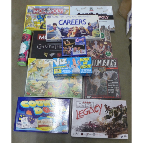 1165 - A collection of board games including Game of Thrones, Simpsons Monopoly, Risk, Viz Game, Countdown,... 