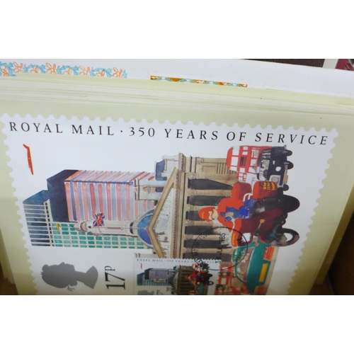 665 - Stamps; a box of GB stamps, covers, presentation packs, etc.