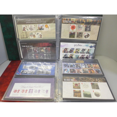 666 - Great Britain 2015-2019 commemorative presentation packs in two albums, 71 packs with all stamps int... 