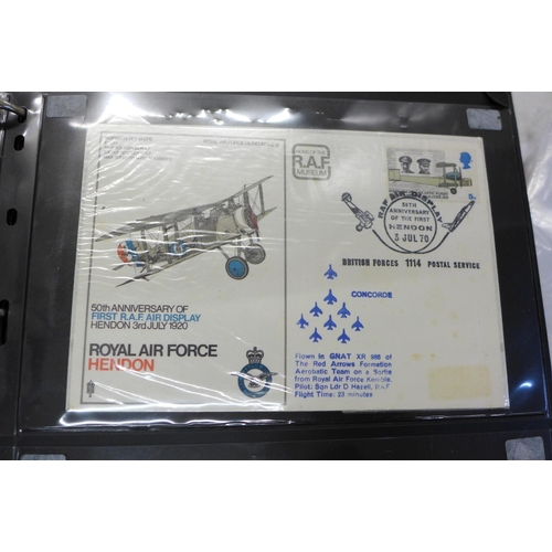 673 - Stamps; an album of RAF flown covers, including signed (48 no.)