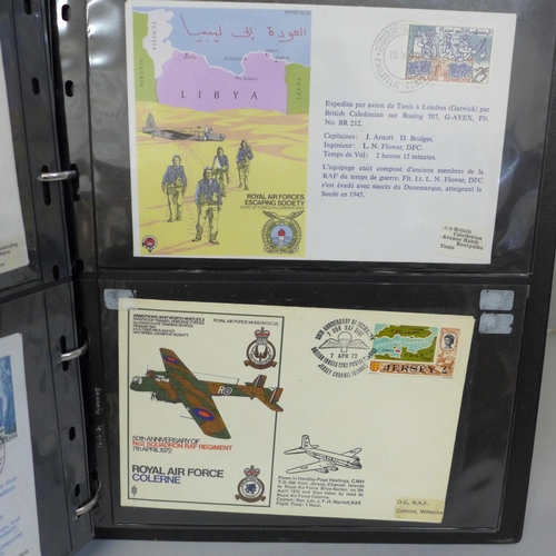 673 - Stamps; an album of RAF flown covers, including signed (48 no.)