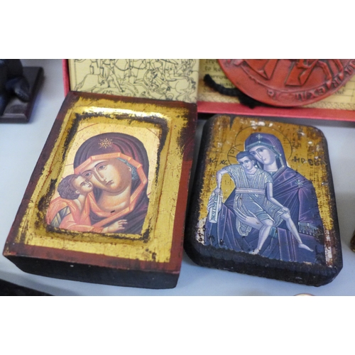 677 - Religious icons, Greek figures, etc.