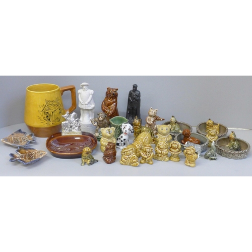 684 - A collection of Wade including Whimsies, angel fish dish, Hatbox Dalmatian, etc.