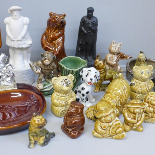 684 - A collection of Wade including Whimsies, angel fish dish, Hatbox Dalmatian, etc.