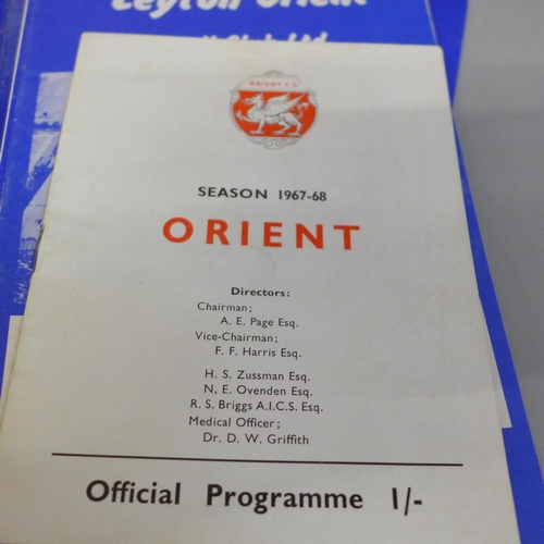 686 - Football memorabilia; Leyton Orient home programmes from the 1950s (12 no.), 60s and 70s (50 no.)