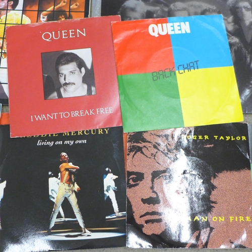 697 - Queen and Queen solo LP records, two LPs, three 12