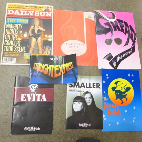 709 - A collection of theatre and concert programmes including Evita, Grease, Pink, etc.