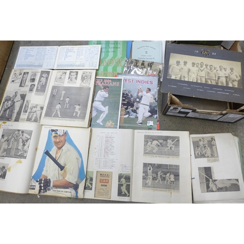 717 - Cricket ephemera, scrapbooks with autographs, score books, etc., 1940s onward