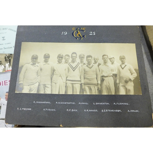 717 - Cricket ephemera, scrapbooks with autographs, score books, etc., 1940s onward