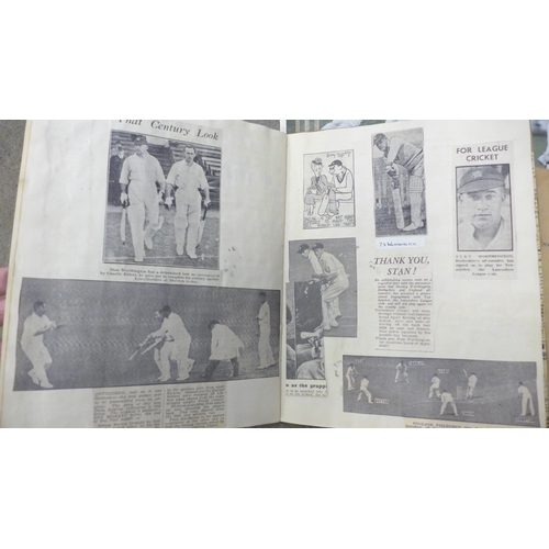 717 - Cricket ephemera, scrapbooks with autographs, score books, etc., 1940s onward