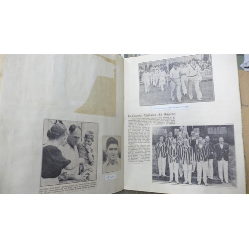 717 - Cricket ephemera, scrapbooks with autographs, score books, etc., 1940s onward